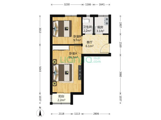柴家湾 2室1厅1卫 55平方