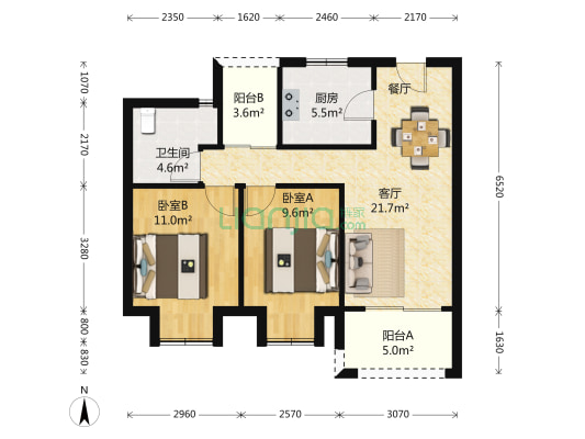 信达蓝爵 2室2厅 南