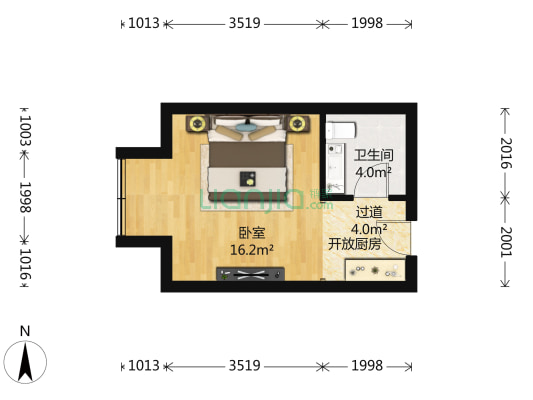 盛华叁号 1室0厅1卫 41平方