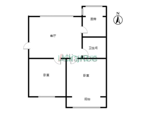 物探家属院  南北通透两居室 集中供暖停车免费-户型图