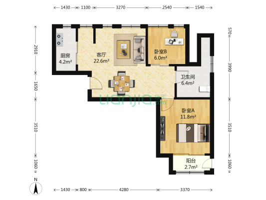 怡佳公寓 2室1厅1卫 75平方