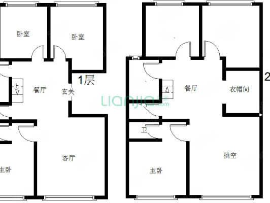 迎宾路冀东花园小区顶层观景复式4室3卫好房源-户型图