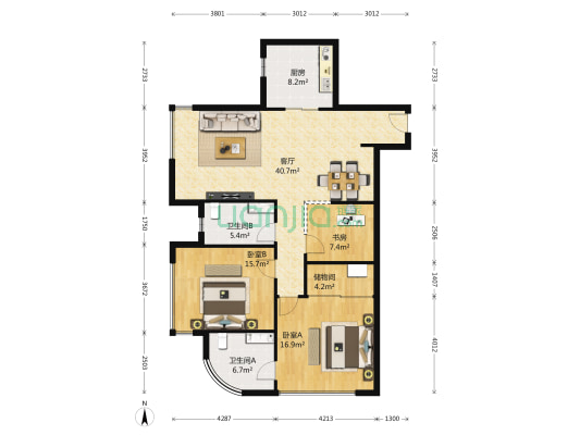 泰悦豪庭 3室1厅2卫 132平方