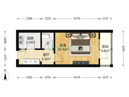 重华南里 1室1厅1卫 24平方