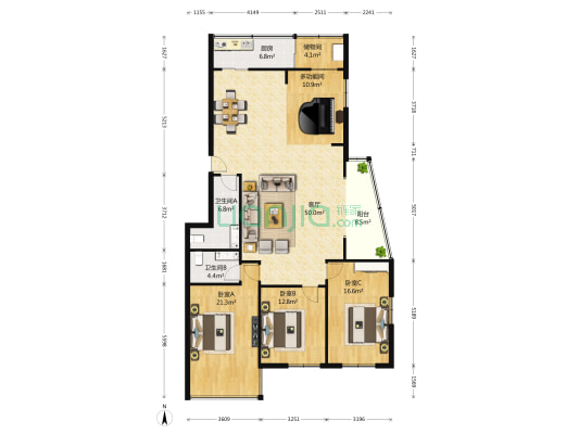 金鑫家苑 4室1厅2卫 185平方