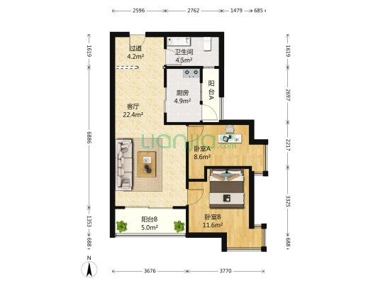 美联公园前 2室1厅1卫 83平方