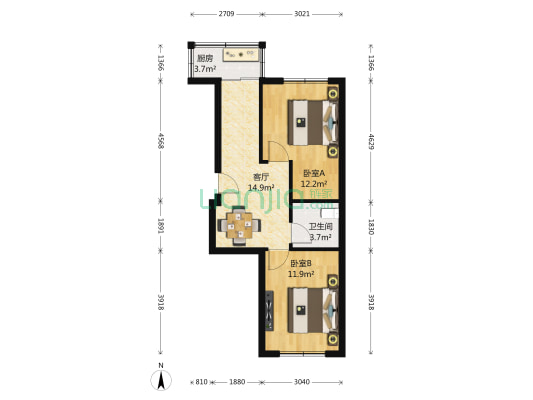 锦霞南园 2室1厅1卫 63平方