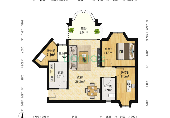 深圳碧华庭居2室1厅1卫85 3 户型图 碧华庭居户型图详情 深圳链家