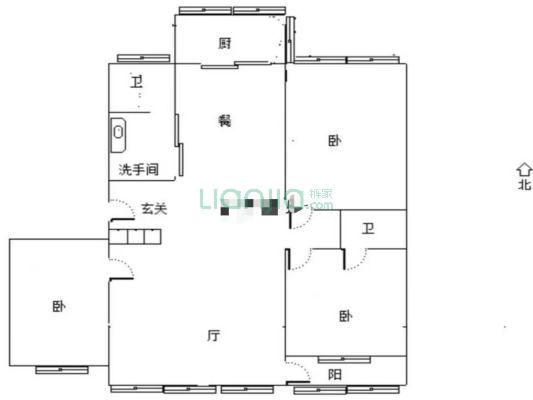 小区大门口南行20米是范阳路 南北通透户型 证满五唯一-户型图