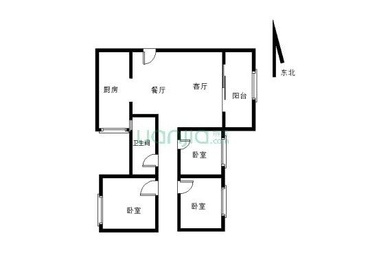 黄桷坪花园 3室2厅 东-户型图
