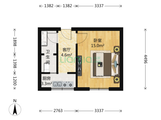 金鱼池东区 1室1厅1卫 38平方