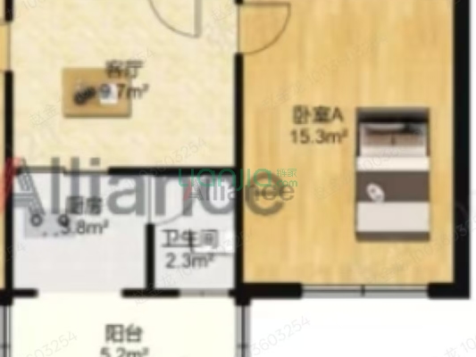 凌云家属院 1室1厅 南-户型图