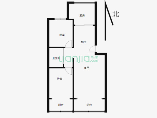 喀什路华润万家新市区政府家属院86.32平两室急售-户型图