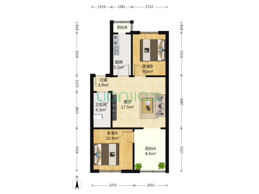 厂洼西街10号院 2室1厅1卫 80平方