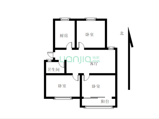 西关三室，简单装修，中间楼层，看房方便-户型图
