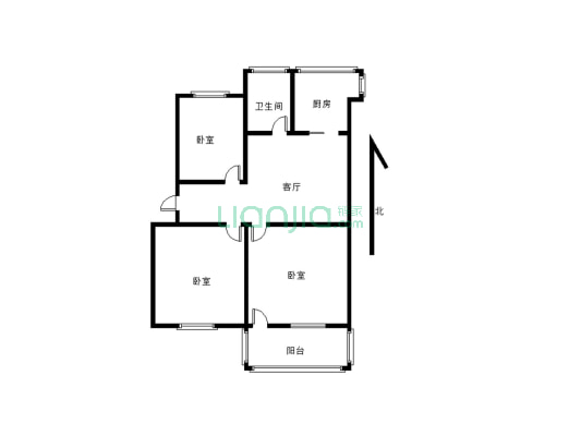 华南新村中间楼层 90平三房两厅 仅售67.8w-户型图
