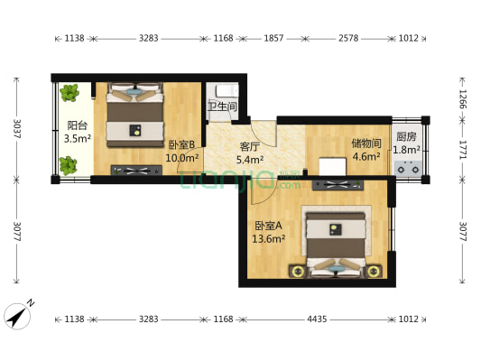 青羊东一路68号 2室1厅1卫 60平方