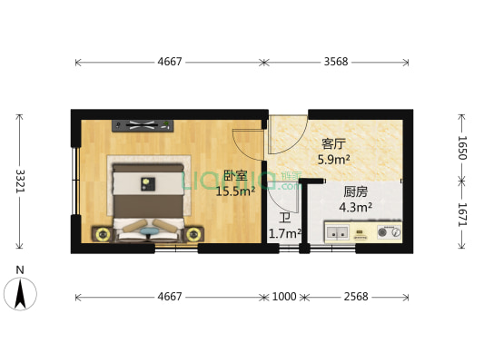 平山里 1室1厅1卫 37平方