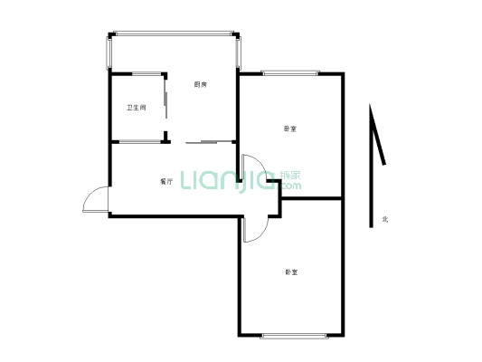 低楼层，无遮挡，小面积，单价低，总价低，独立两室-户型图