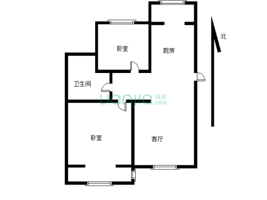 京汉新城一期 2室1厅 南-户型图