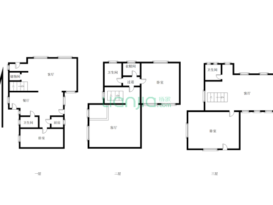 类独栋别墅 把边户型 花园150平米 客厅挑空-户型图