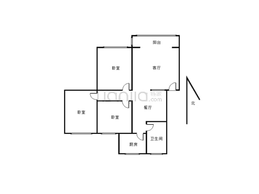 南涪二期 三室二厅一卫，小区环境好，居住好-户型图