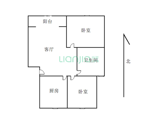 同福B区2室2厅 交通便利 适合居住-户型图