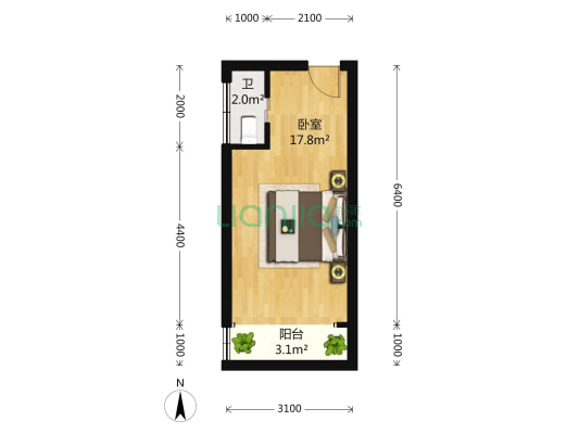 汉口路425号 1室0厅1卫 0平方