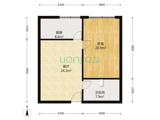 青城华庭 1室1厅1卫 49平方