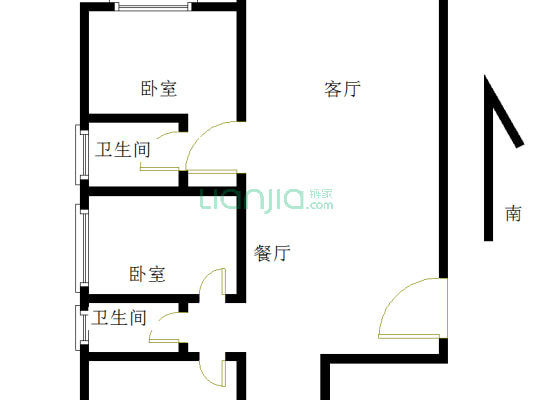 西湖名都 3室2厅 南 北-户型图