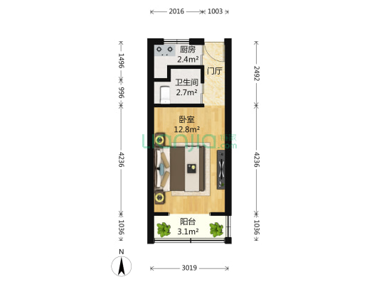 宾水南里 1室0厅1卫 19平方