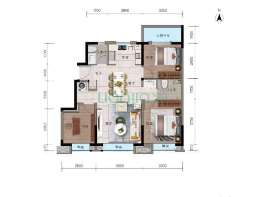 小区环境优美，新房，居住舒适度佳，自由选择。-户型图