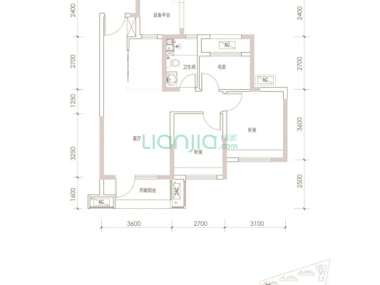 精装修婚房，品牌家具家电，电动沙发-户型图