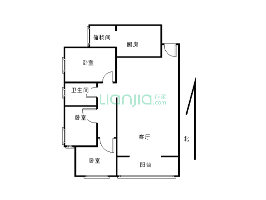 常绿大悦城毛坯现房，三室采光好，中间楼层，手续齐全-户型图