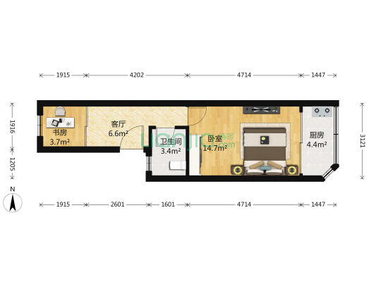 王府园小区 2室1厅1卫 40平方