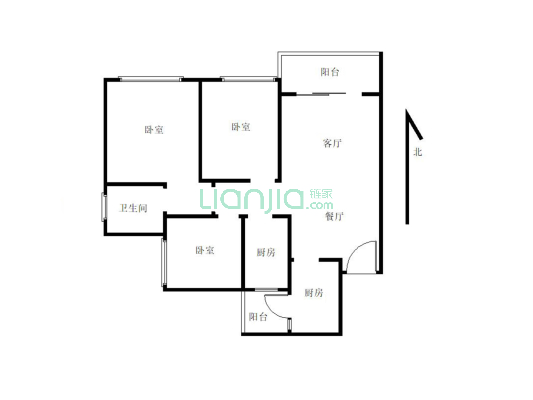 高新区华翔城三居室出售看房方便-户型图
