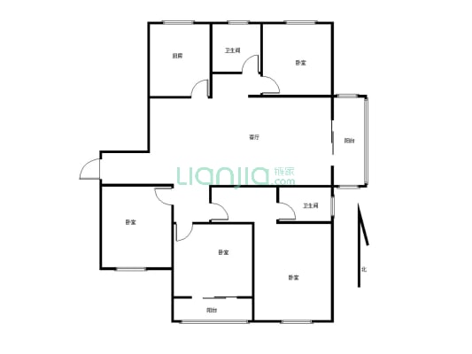 百合金山144平    大4室     看房方便-户型图