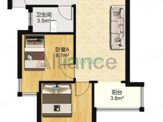 大社区，明厨明卫的，带装修！！-户型图