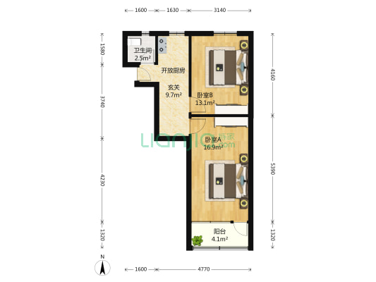 康健路77弄 2室0厅1卫 56平方
