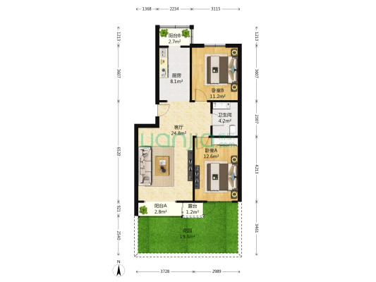 恒益隆庭 2室1厅1卫 94平方
