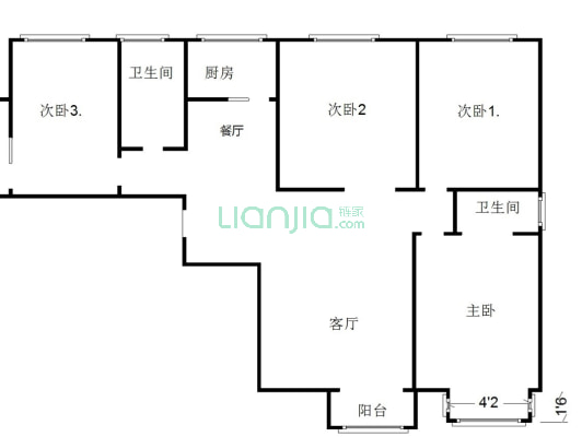 松林店镇 南北通透四居室   精装修  拎包入住-户型图