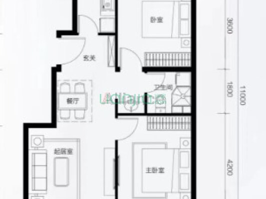 南北通透 视野好 一梯两户 无遮挡-户型图
