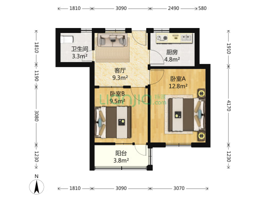 广灵四路365弄 2室1厅1卫 57平方