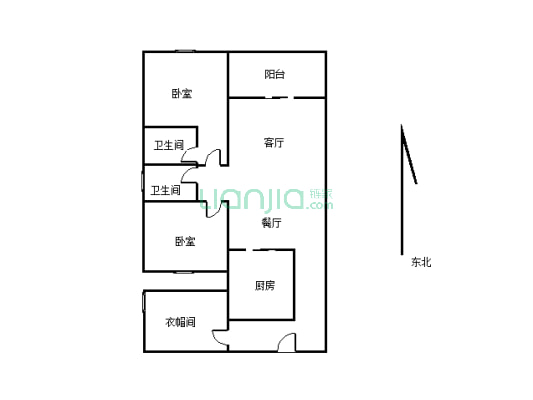 丽雅上游城 大地坡 精装三房  拎包入住 产权清晰-户型图