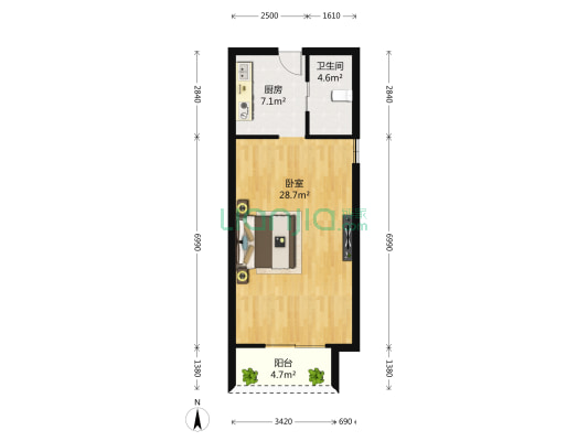 盛大天地青春里(一期) 1室0厅1卫 69平方