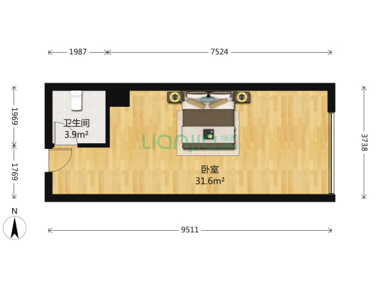 城市之光 1室0厅1卫 50平方