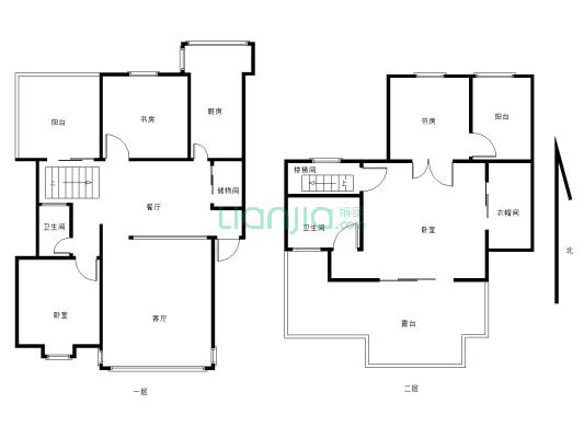 房屋大户型两层 使用面积大 带屋顶花园拎包入住-户型图