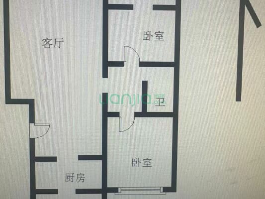 南北通透2居室，板楼中高层，集中供暖，二康南侧，-户型图