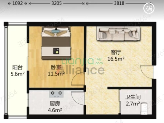 水岸花城，好房源，环境好，交通便利。-户型图