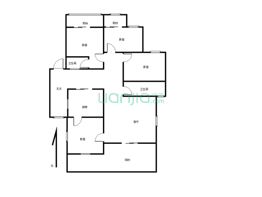 长寿江山花园(长寿) 3室2厅 南-户型图